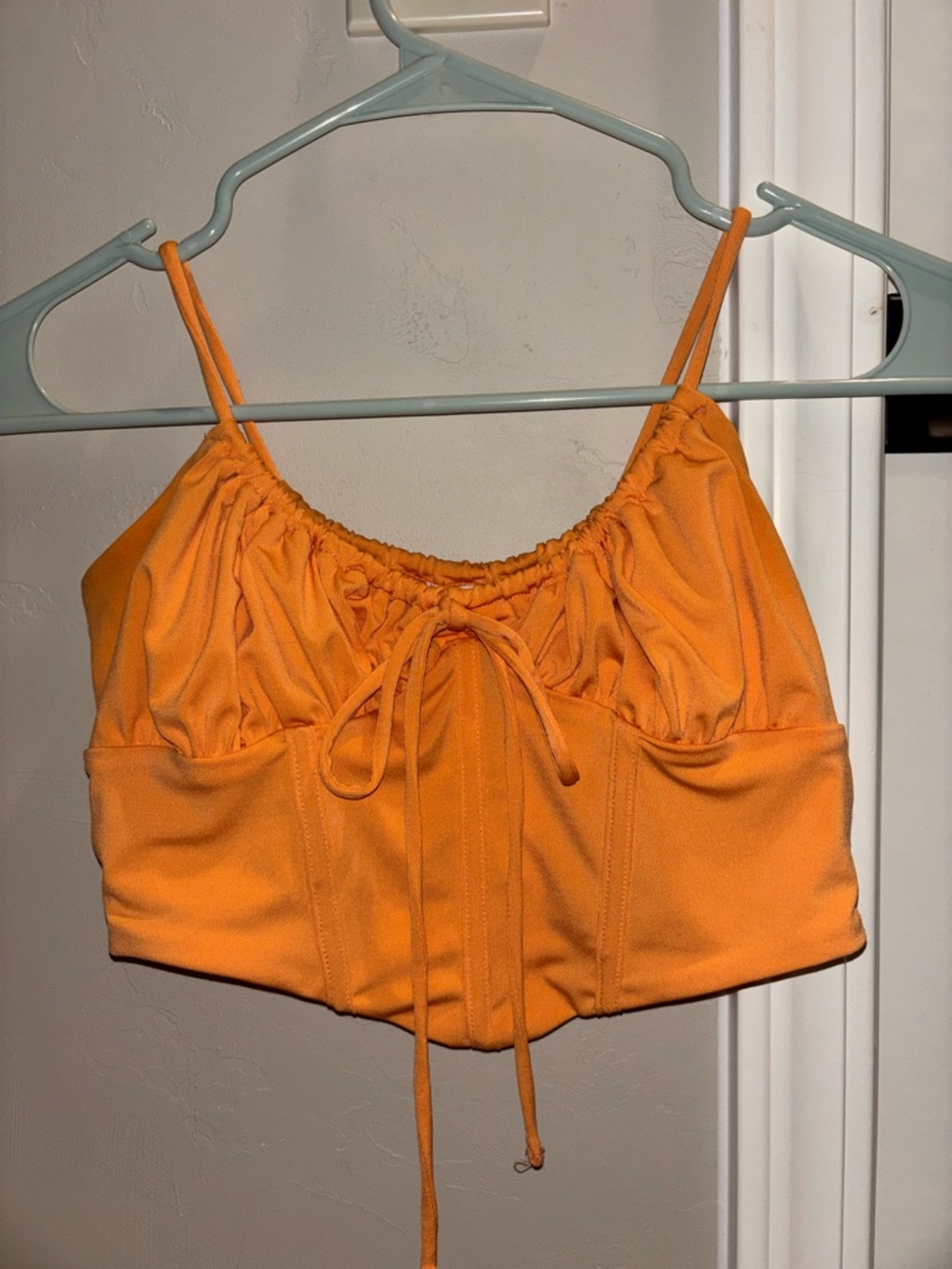 Garage Orange Drawstring Ruched Crop Top